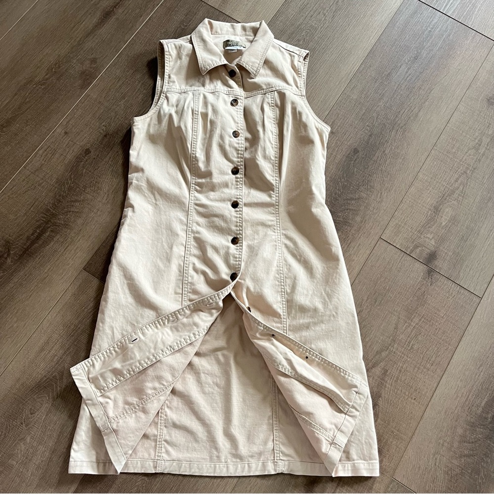 The Territory Ahead‎ Denim Sleeveless Dress Size 6 Beige Button Up Cotton Rugged - Picture 9 of 10